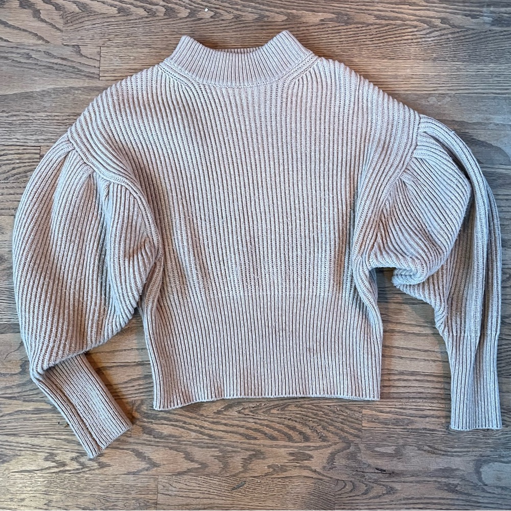 Zara tan balloon sleeve sweater, S